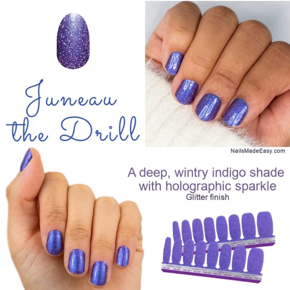 Juneau the Drill Indigo Holographic Sparkle Press-On Nails